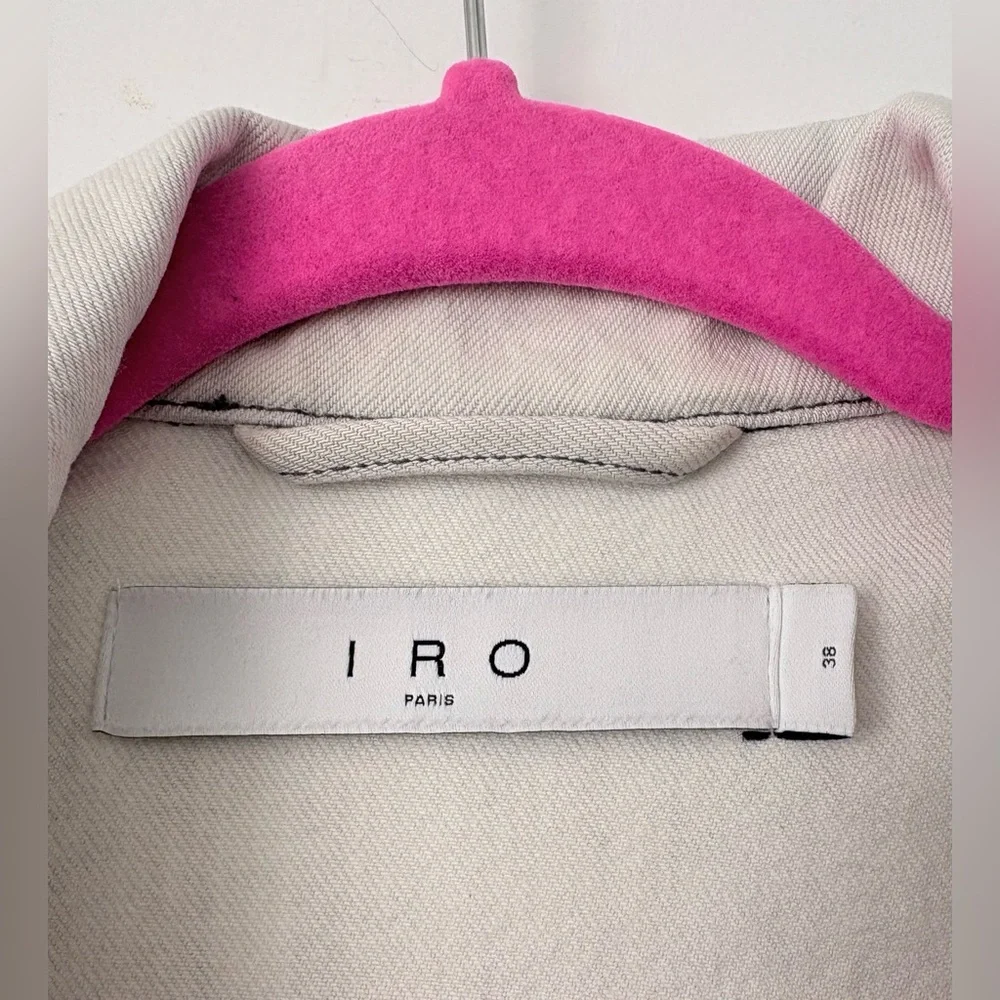 IRO Noumia Oversized Jacket Light Gray | Designer Denim Moto Jacket | Size 38 - Picture 3 of 6